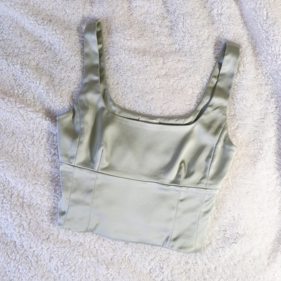 aritzia wilfred shine bustier / silver sage green / 2xs - Picture 1 of 7